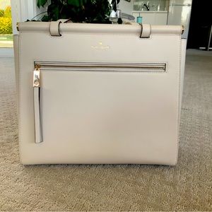 Kate Spade Parchment Leather Handbag Purse Tote with Gold Trim